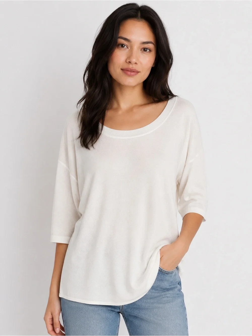 J. Crew Lightweight White Scoop Neck
